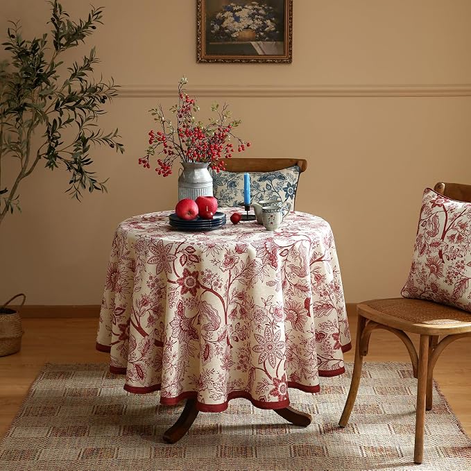 ISAENNE Designer French Linen Small Round Tablecloth, Durable Home Decor - Image 7