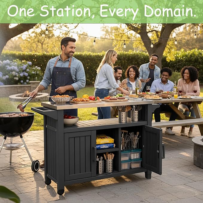Kitchen Island Cart, All-Weather Resin Cabinet - Image 6