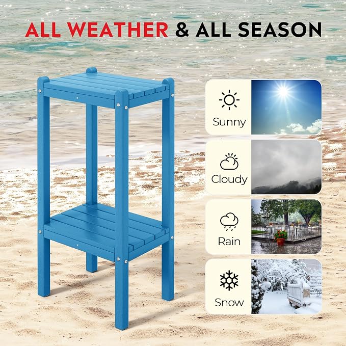 Costaelm Outdoor Side Table, 2-Tier Small Patio Coffee Tables - Image 4