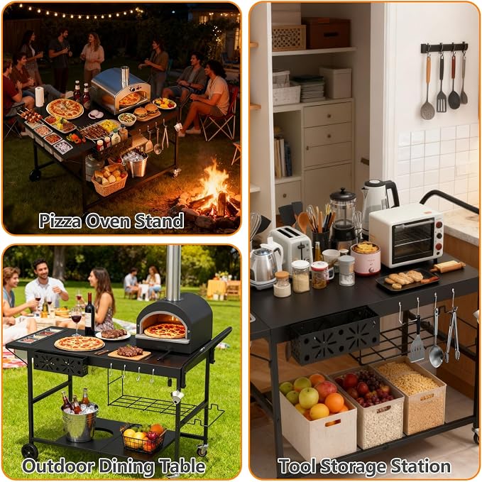 Pizza Oven Table with Topping Station, Outdoor Pizza Oven Cart, Grill Cart Table - Image 7