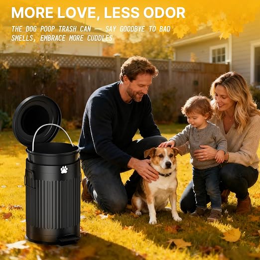 Dog Poop Trash Can Outside, 20L/5Gal Metal Outdoor Trash Can - Image 7