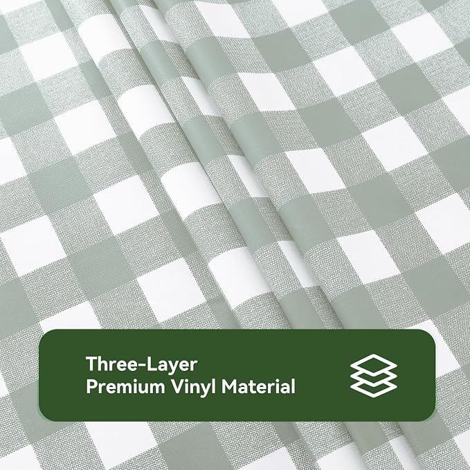 Romanstile Rectangle Vinyl Tablecloth, 100% Waterproof Checkered Plastic Table - Image 5