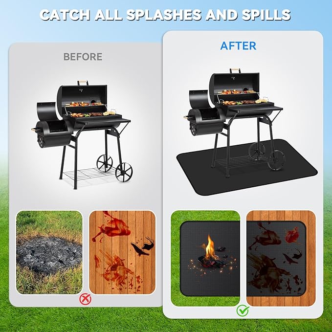 Grill Pads Floor Mat, 75 x 40 Inch Fireproof Fiberglass Under Grill Protector