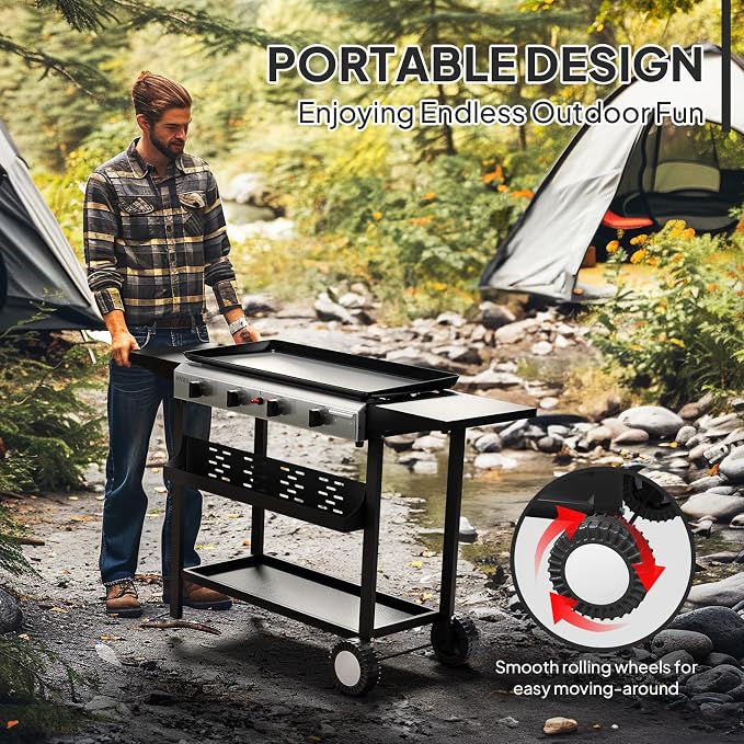ROVSUN 4 Burner Portable Propane Griddle - Image 5