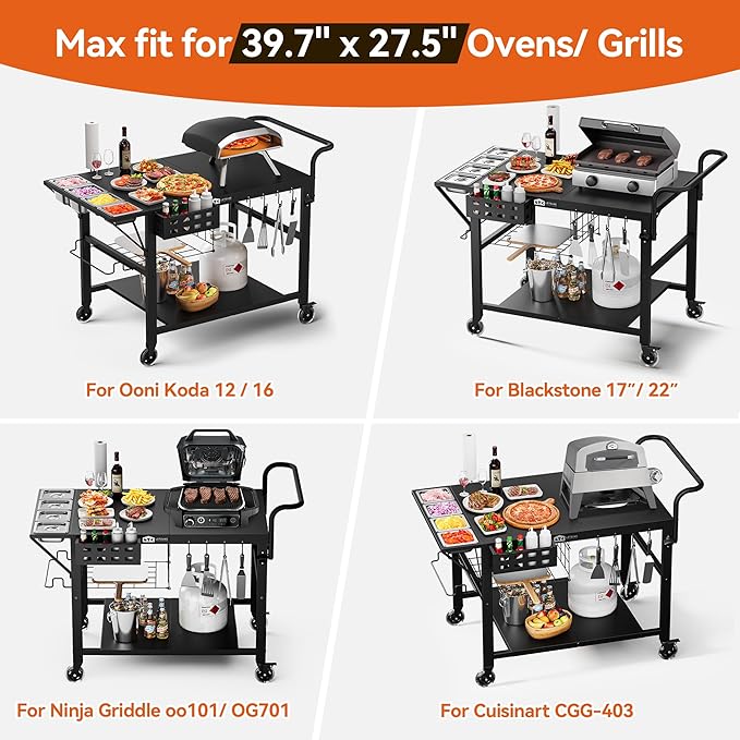 Leteuke Pizza Oven Table, Grill Cart Table - Image 3