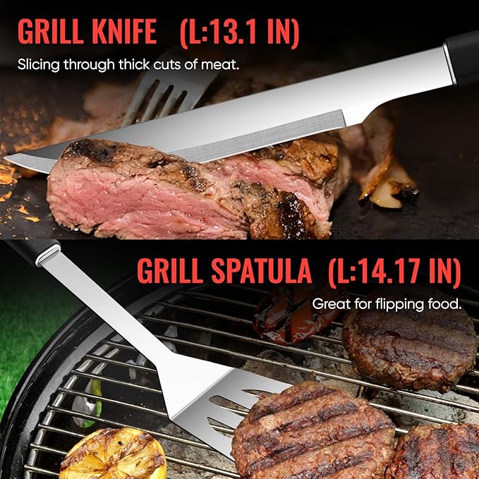 Barbecue Tool Set: Stainless Steel 11-Piece Grill Utensil Kit with Gift Box