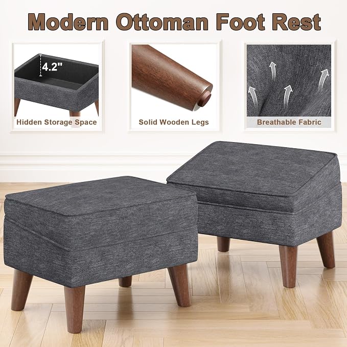 Small Footstool Ottoman with Storage, Ottoman Foot Rest, Modern Foot Stool with - Image 4