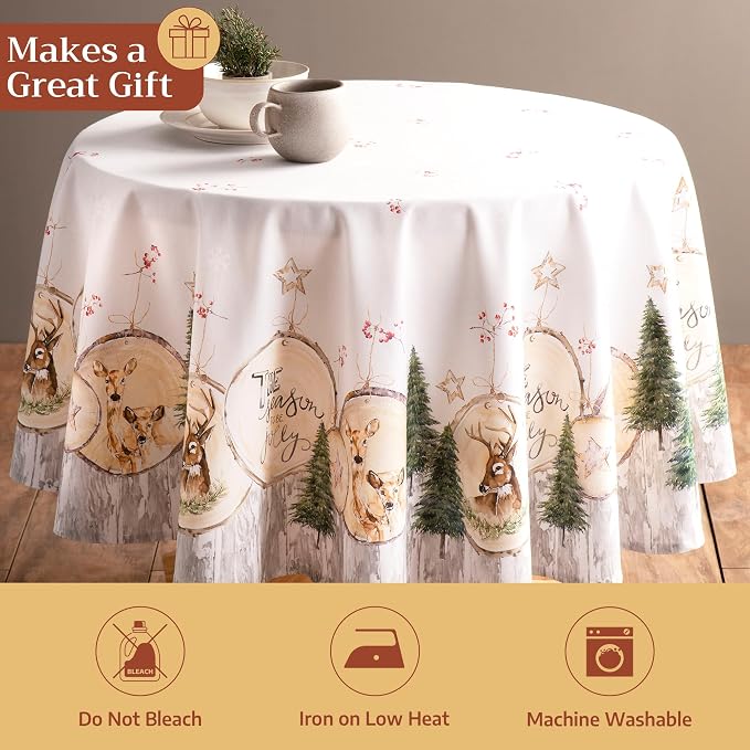 Maison d' Hermine Table Cloth Round Table 100% Cotton 69 Inches Fall Tablecloth - Image 5