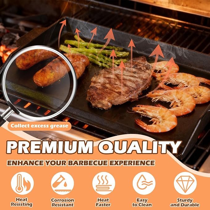 Universal Cast Iron Griddle for Charcoal & Gas Grills and Stove Top, Thickened - Image 5