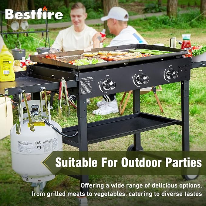 BESTFIRE 3 Burner 35" Flat Top Grill, 000 BTU Flat Grills Outdoor Cooking - Image 6