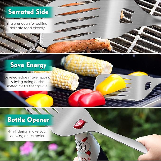 Barbecue Tool Set, 5-Piece Stainless Steel Grilling Kit, 18 Inch