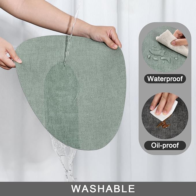 Placemats and Coasters, Washable Reversible Placemats Round Faux Leather - Image 4