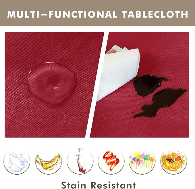 Nasitos 2 Pack Christmas Table Cloth Rectangle 60x102 Inch-Vinyl Red Tablecloth - Image 5
