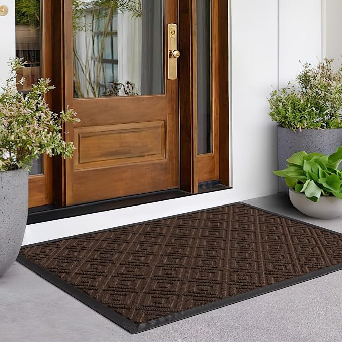LEKEEPGO Large Front Door Mat Outside Entrance 31.5"x47", Drainage Welcome Matt by LEKEEPGO