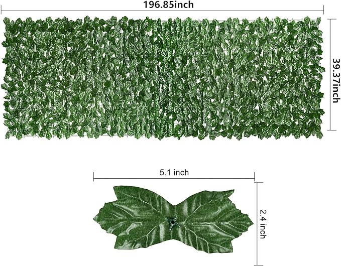 DearHouse Artificial Ivy Privacy Fence, 196.85x39.37inch Artificial Hedges - Image 4