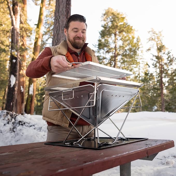 Explorer Bear 20" Stainless Steel Foldable Takibi Fire & Grill - Image 8
