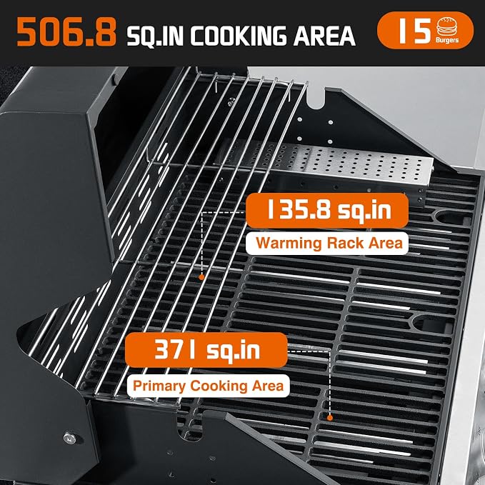 Propane Gas Grill, 4+1 Stainless Steel Barbecue Grill - Image 3