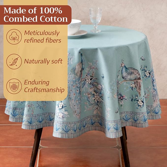 Maison d' Hermine Premium Table Cloth Round Table 100% Combed Cotton 70" - Image 4