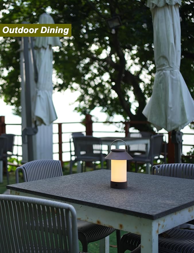 Rechargeable Outdoor Lantern Waterproof, Dimmable Warm White & Flickering Flame - Image 8