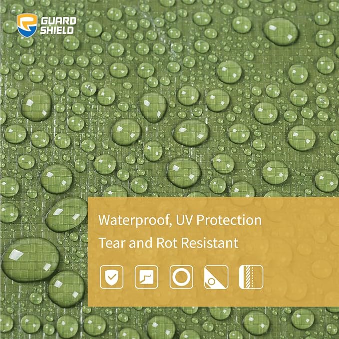 GUARD SHIELD Heavy Duty Tarp 12x20 Feet Green Multi Purpose Thick Waterproof - Image 3