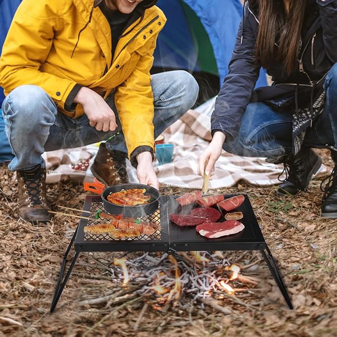 Folding Campfire Grill Grate, Portable Heavy Duty Steel Mesh Over Fire Camp - Image 5