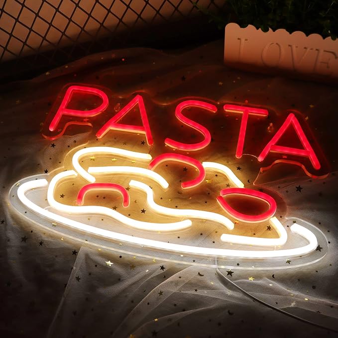 JFLLamp Pasta Neon Signs for Wall Decor Neon Lights for Bedroom Led Business - Image 2