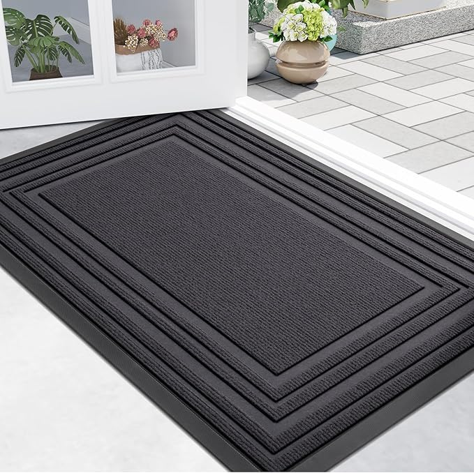 Buganda Front Door Mat Indoor Outdoor Entrance, Non-Slip Natural Rubber Doormats by Buganda