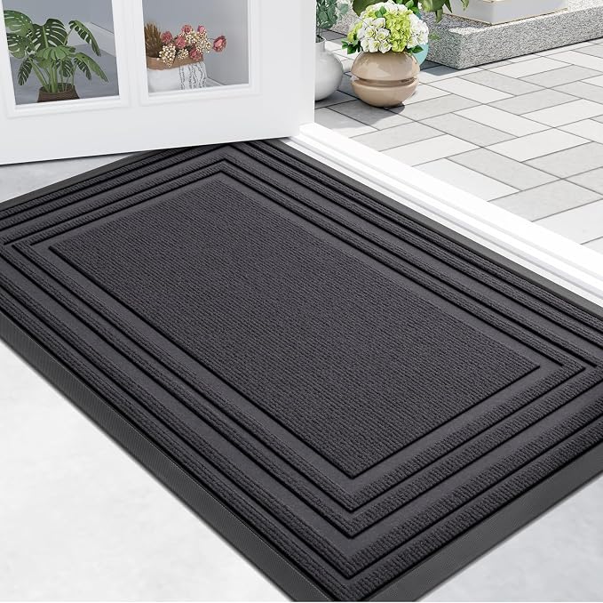 Buganda Front Door Mat Indoor Outdoor Entrance, Non-Slip Natural Rubber Doormats by Buganda