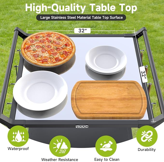 NUUK Grill Cart 32" x 32" Stainless Steel Pizza Oven Table - Image 3