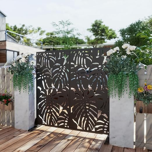 Casaphoria 72" H x 47" W Metal Outdoor Privacy Screen, Freestanding Decorative - Image 3