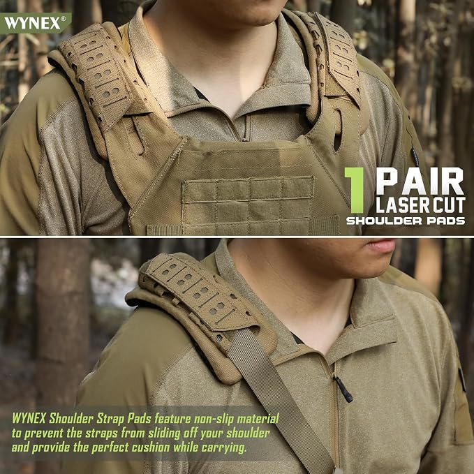 WYNEX Shoulder Strap Pad for Vest Carrier, 2 Pack Tactical Plate Shoulder Pads - Image 2