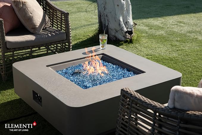 Elementi+ | Bundle Lucerne Gas Fire Pit Cast Concrete 42" Square Fire Table - Image 5