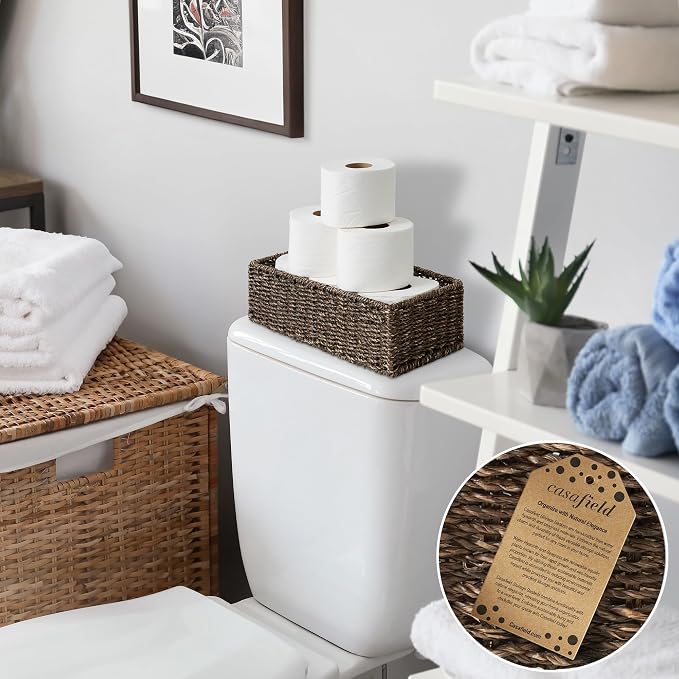 Casafield Set of 2 Bathroom Storage Baskets, Espresso - Image 2