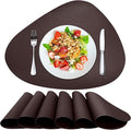 Herda Brown Placemats Set of 6 Round Faux Leather Non-Slip Place Mats Wipeable by Betterqualitybetterlife
