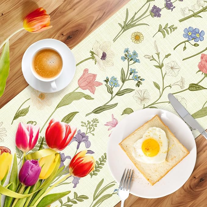 Summer Flower and Leaf Table Runner Seasonal Holiday Anniversary Indoor Outdoor - Image 5