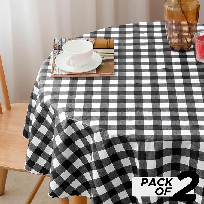 Nasitos 2 Pack Checkered Round Tablecloth 60 Inch-Waterproof Oil & Spill Proof - Image 9