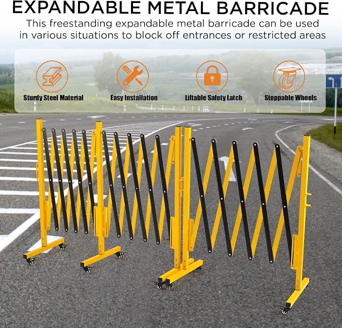 TECSPACE Industrial Expandable Metal Barricade, Expansion Size 16.4 FT - Image 8