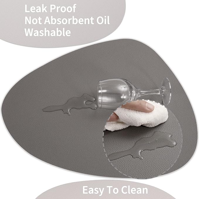 Myir JUN Placemats, Dual-Sided Placemats Waterproof Faux Leather Placemats Set - Image 3