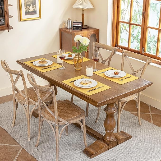 Blue Forest Placemats Set of 4, Dual-Layered Thickened Faux Linen Cloth Place - Image 4