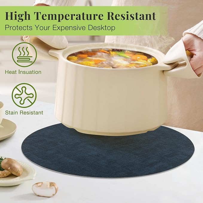 13-Inch Faux Leather Round Placemats Set of 4, Waterproof Anti-Slip Dual Sided - Image 3