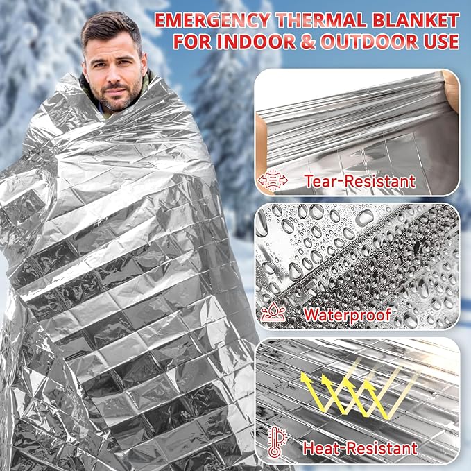 SecuCaptain Survival Emergency Thermal Blankets: Extra Large 84” x63” Space - Image 5
