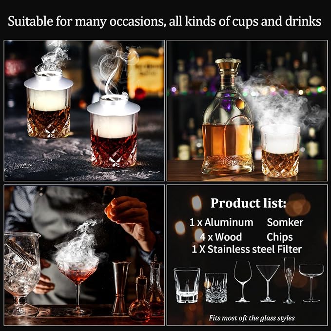 Cocktail Smoker Kit AOKE Metallic Whiskey Smoker Kit - Image 2