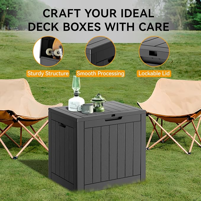 KAMABOKO Deck Box, 32 Gallon Resin Indoor and Outdoor Storage Boxes Waterproof - Image 4