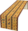 Egyptian Table Runner, Colorful Ancient Egyptian Hieroglyphs Floral Geometric by Unknown