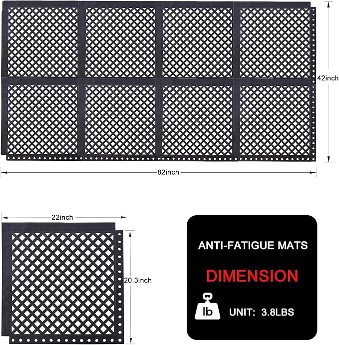Anti-Fatigue Rubber Floor Mat, Indoor & Outdoor Use - Image 2