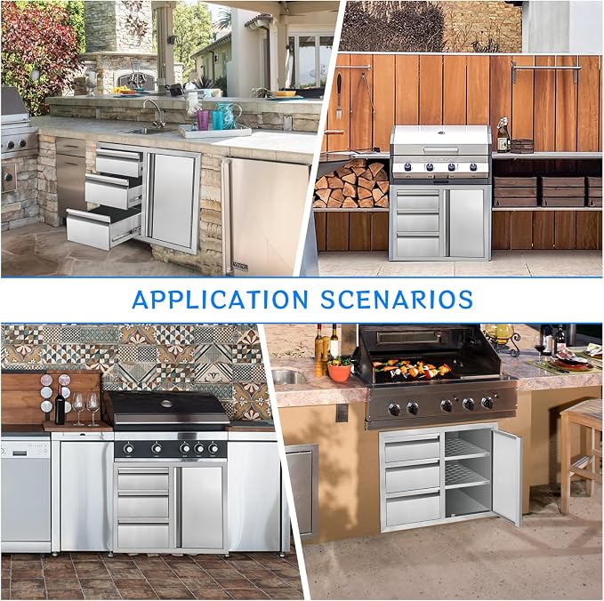Outdoor Kitchen Drawer Combo, Stainless Steel Triple Drawers - Image 7