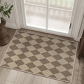 Easy Jute Checkered Entryway Rug, 2x3 Brown Modern Indoor Outdoor Doormat by Rugalia