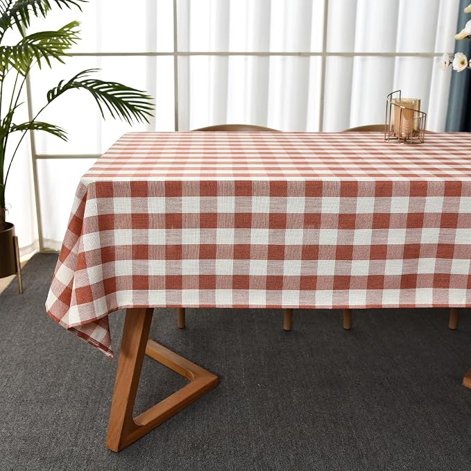 Gingham Table Cloth for Rectangle Tables Orange Checkered Plaid Tablecloth by Yofori
