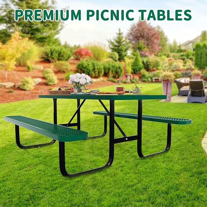 6FT Rectangular Metal Picnic Table - Image 7