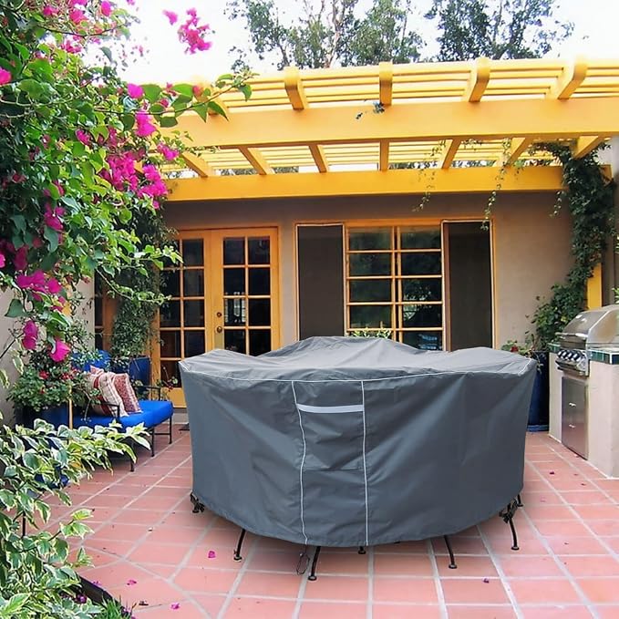 Gasadar Round Patio Furniture Covers Waterproof, Round Outdoor Furniture Cover - Image 7
